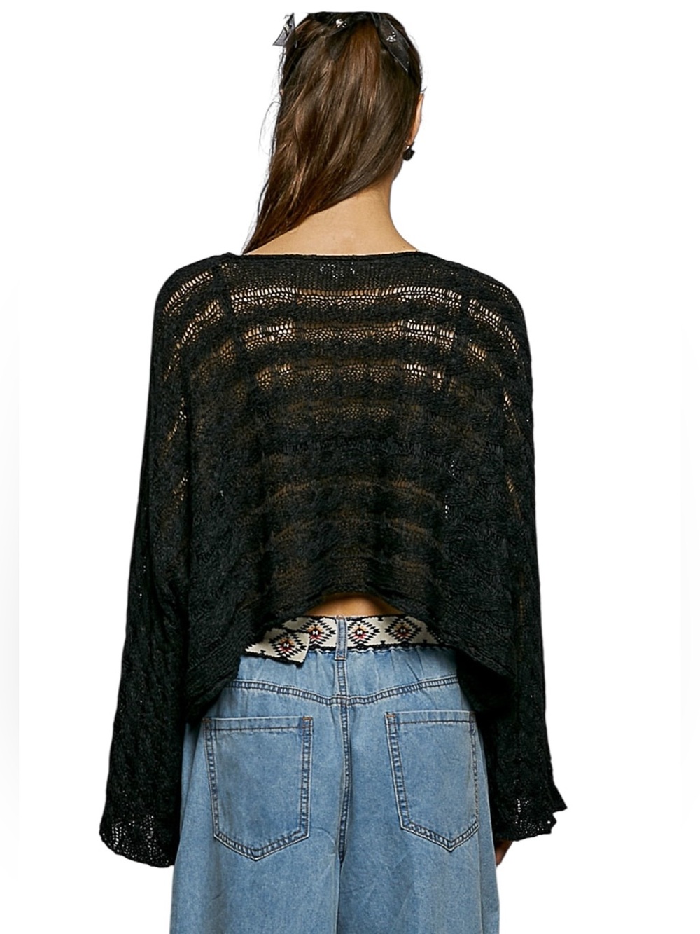 POL Black Round Neck Bell Sleeve Knit Top - Picture 3 of 8